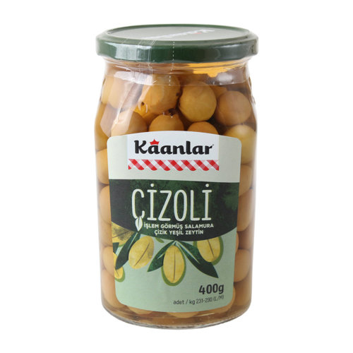 #KAANLAR YESIL ZEYTIN 400GR CIZOLI
